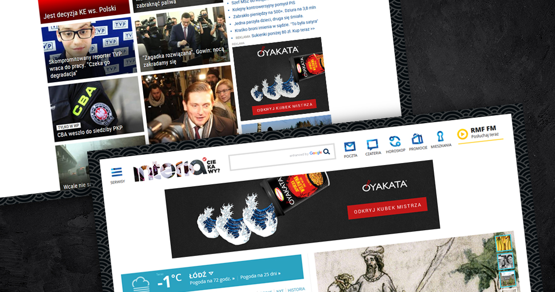 Banner Oyakata na stronie interia.pl - wizualizacja